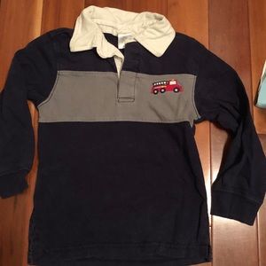 Boys Firetruck Embroidered Rugby Shirt